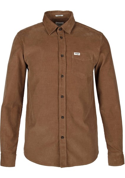 Erkek Regular Fit 100% Pamuk Kahverengi Gömlek - W5A14A211