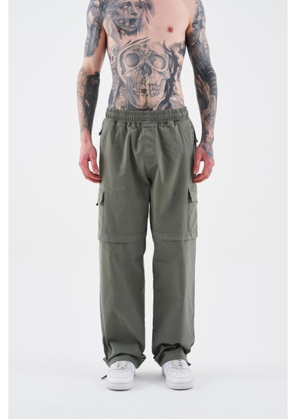 Erkek Denim Kargo Pantolon Khakı