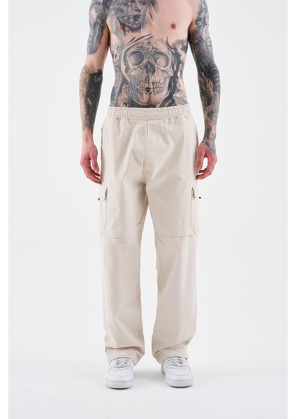 Erkek Denim Kargo Pantolon Stone