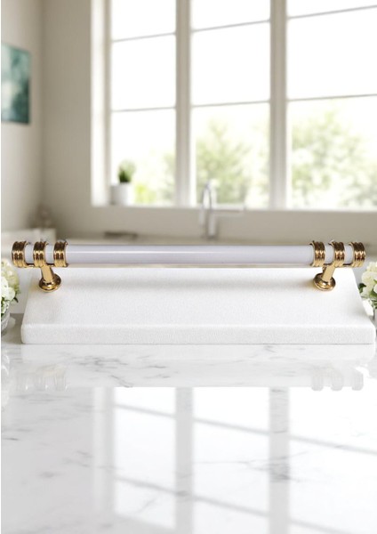 Nesli Alüminyum Metal Lüks Modern Mobilya Çekmece Mutfak Dolabı Kulpu Beyaz-Altın (10 Adet) fırsatları