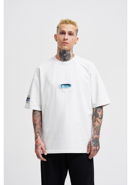 Erkek Born Again Eye Yıkamalı Oversize Gri Spotted Tişört fiyatları