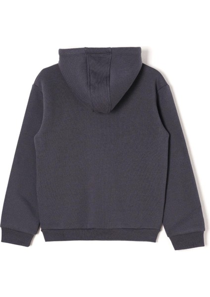 Kapüşonlu Uzun Kol Yazı Baskılı Antrasit Renk Erkek Çocuk Eşofman Takım modelleri