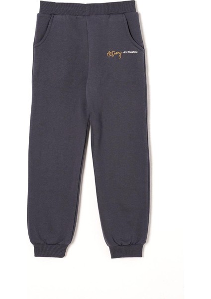 Kapüşonlu Uzun Kol Yazı Baskılı Antrasit Renk Erkek Çocuk Eşofman Takım fırsatları