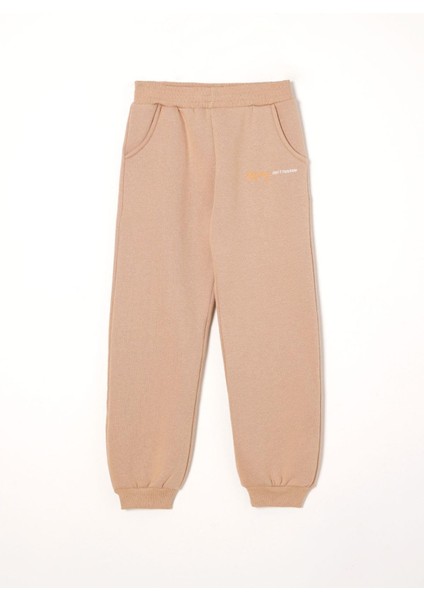 Kapüşonlu Uzun Kol Yazı Baskılı Vizon Renk Erkek Çocuk Eşofman Takım fırsatları