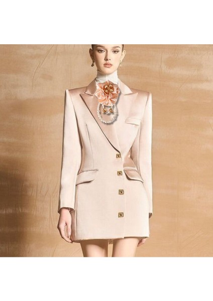 Pudra Saten Gül Broş, Yaka Iğnesi, Yaka Çiçeği