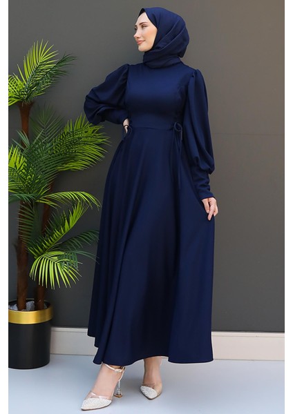 Ip Kuşaklı Elbise Lacivert