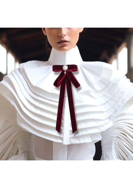 Bordo Kadife Yaka Broşu