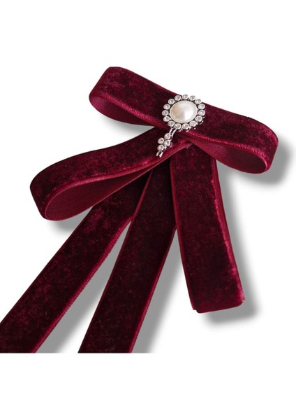 Bordo Kadife Yaka Broşu modelleri