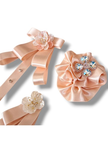 4 Lü Pudra Saten Broş Set,yaka Iğnesi, Yaka Cicegi ,gül Broş fiyatları