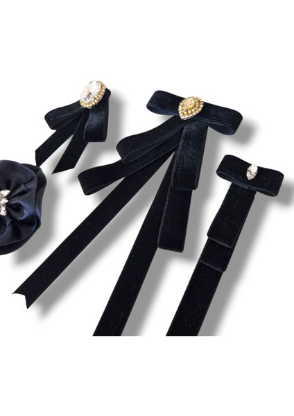 4 Lü Kadife Broş Set,yaka Iğnesi, Yaka Cicegi ,gül Broş