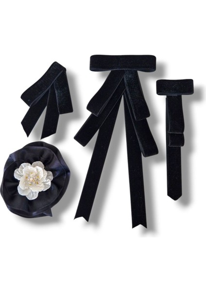 4 Lü Kadife Broş Set,yaka Iğnesi, Yaka Cicegi ,gül Broş