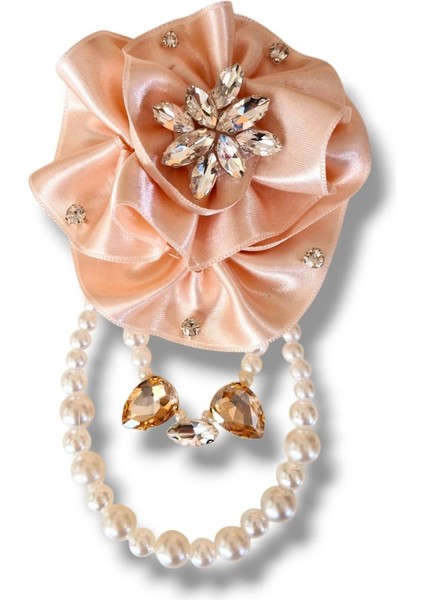 Pudra Saten Gül Broş, Yaka Iğnesi, Yaka Çiçeği fiyatları