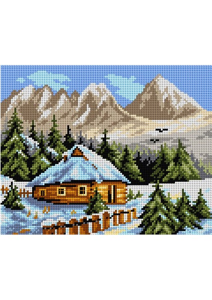 Baskılı Goblen Dağ Evi 2490 24*34 cm