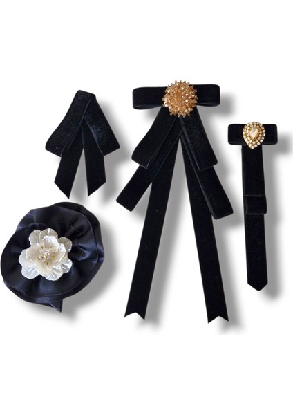 3 Lü Kadife Broş Set,yaka Iğnesi, Yaka Cicegi ,gül Broş