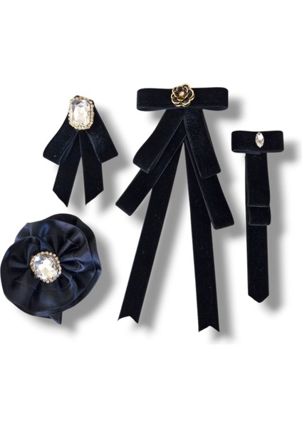 4 Lü Kadife Broş Set,yaka Iğnesi, Yaka Cicegi ,gül Broş