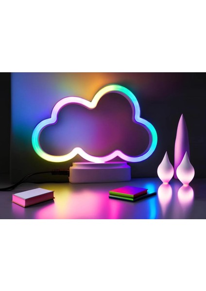 Neon Bulut Dekoratif Gece Lambası Hediye Kutusu LED modelleri