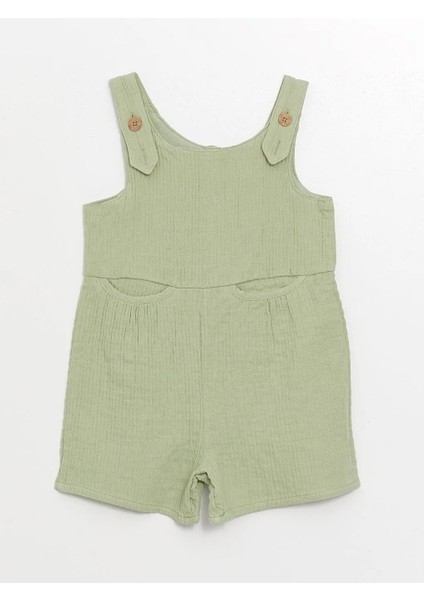 Lcw Kids Yeşil Kare Yaka Basic Kız Bebek Salopet