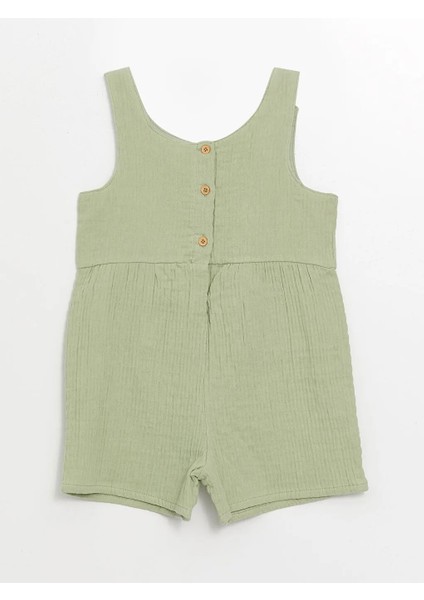 Lcw Kids Yeşil Kare Yaka Basic Kız Bebek Salopet