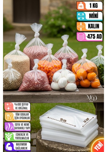 1 kg Mini Boy | A Ekstra Kalın Gıda Sıvı Saklama Poşeti | Tam Orijinal Buzdolabı & Bakliyat Torbası