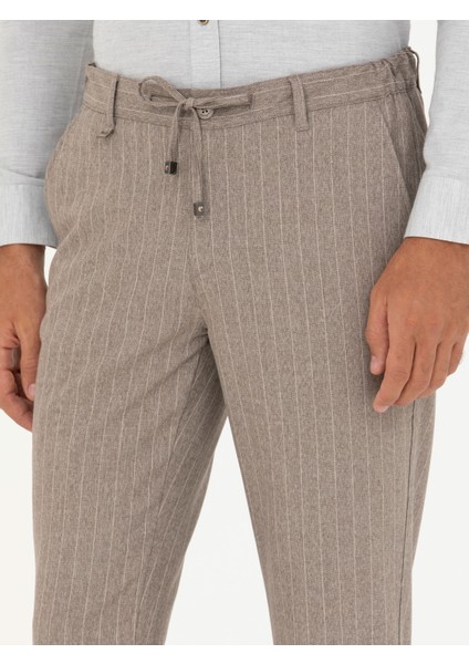 Erkek Vizon Slim Fit Kanvas Pantolon 50274024-VR052