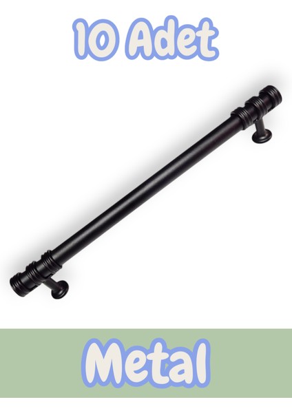 Nesli Alüminyum Metal Lüks Modern Mobilya Çekmece Mutfak Dolabı Kulpu Siyah (10 Adet)