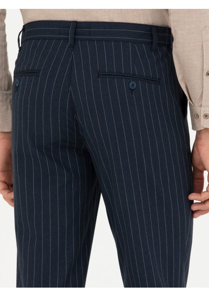 Erkek Lacivert Slim Fit Kanvas Pantolon 50274024-VR033