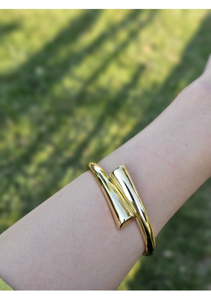 Damla Model Yılan Bileklik Gold Gümüş Kadın Kelepçe Kol Aksesuarı Sevgiliye Hediye Kutulu Yollanır