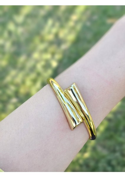 Damla Model Yılan Bileklik Gold Gümüş Kadın Kelepçe Kol Aksesuarı Sevgiliye Hediye Kutulu Yollanır