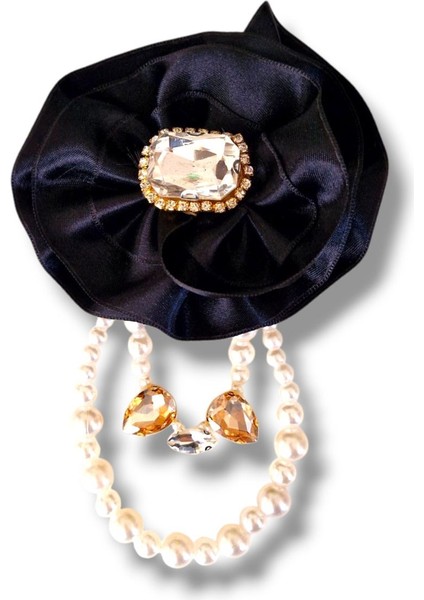 3 Lü Set Saten Siyah Gül Broş, Yaka Iğnesi, Yaka Çiçeği fiyatları