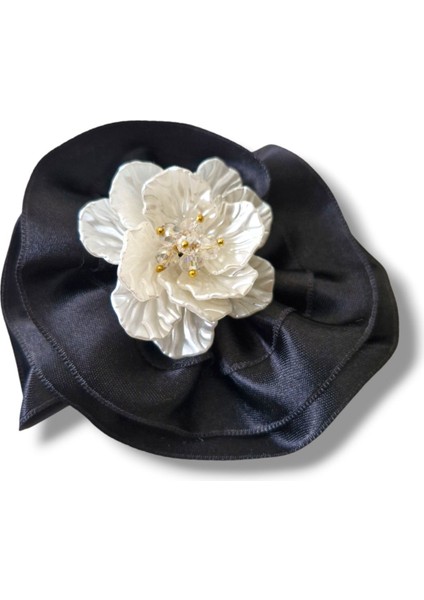 3 Lü Set Saten Siyah Gül Broş, Yaka Iğnesi, Yaka Çiçeği modelleri