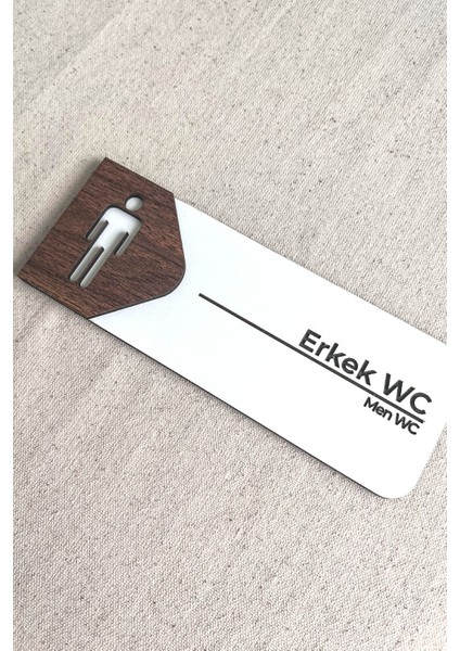 Erkek Wc Kapı Tabelası – Tuvalet Yönlendirme Levhası | 19X7 cm Çift Katmanlı