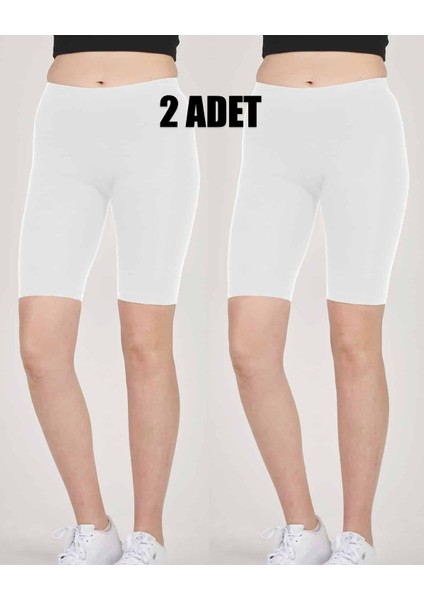 2'li Paket Kadın Modal Bi̇si̇klet Boy Orta Yüksek Bel Di̇z Üstü Ince Si̇yah Likralı Tayt