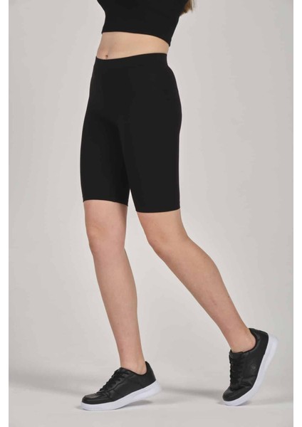 2'li Paket Kadın Modal Bi̇si̇klet Boy Orta Yüksek Bel Di̇z Üstü Ince Si̇yah Likralı Tayt modelleri