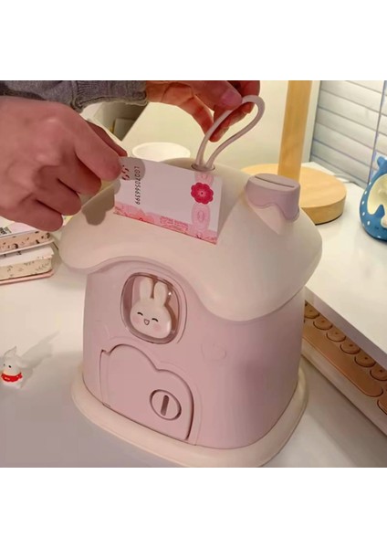 Kilitli Işıklı Tavşanlı Ev Kumbara Pembe fiyatları