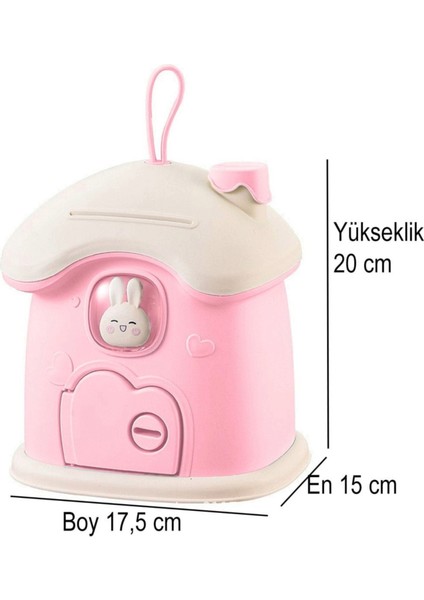 Kilitli Işıklı Tavşanlı Ev Kumbara Pembe fırsatları