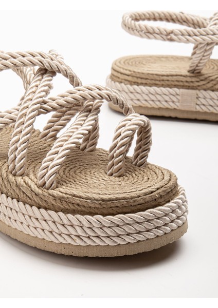 Bless Kadın Bej Günlük Rahat Taban Hasır Sandalet Terlik fırsatları