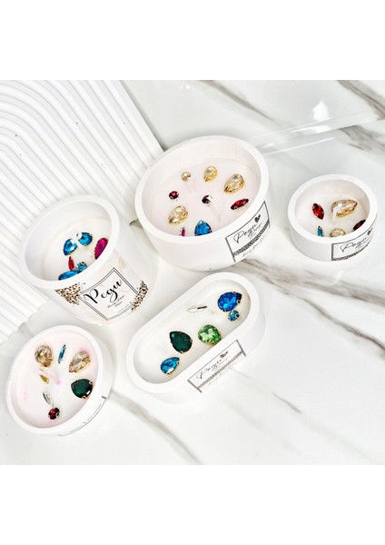 4 Lü Kristal Taşlı Özel Tasarım %100 Doğal Soya Wax Mum