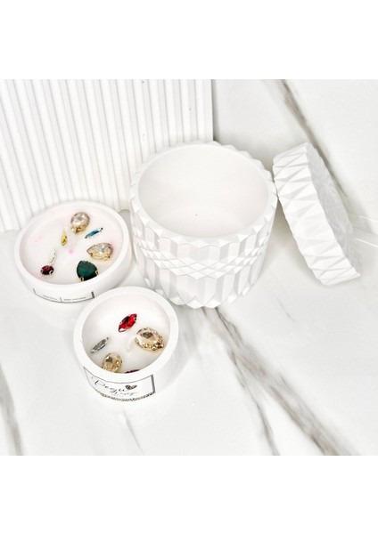 3 Lü Desenli Vazo Kristal Taşlı Özel Tasarım %100 Doğal Soya Wax Mum