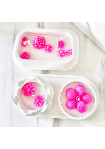 Lux Home 4 Lü Set Çiçek Bahçesi Serisi Büyük BOY,%100 Soya Wax Mum, Lotus