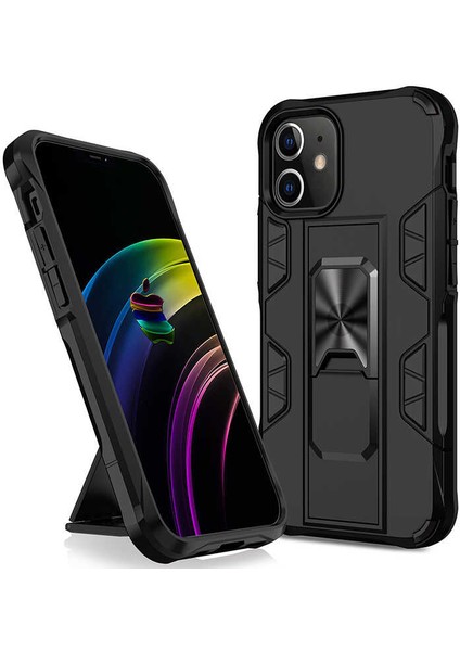Apple iPhone 12 Pro Max Kılıf Zırhlı Tank Korumalı Standlı Sert Silikon Volve Kapak