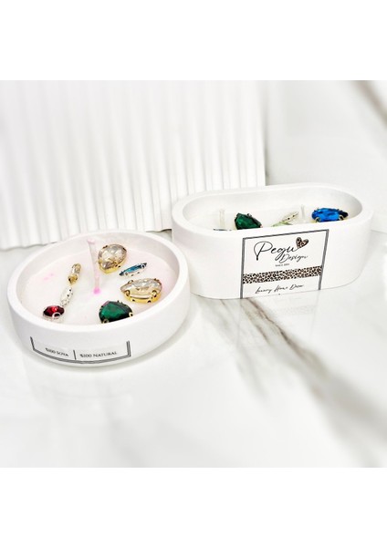 2 Li Kristal Taşlı Özel Tasarım %100 Doğal Soya Wax Mum