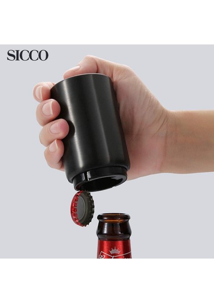 Sicco - Otomatik Basmalı Şişe Kapak Açacağı Multi Fonksiyonel Hızlı Meşrubat Soda Kapağı Uzun Ömürlük