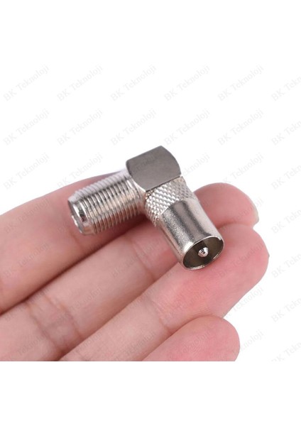 90 Derece Açılı F Tipi Dişi - Rf/tv Erkek Çevirici Adaptör