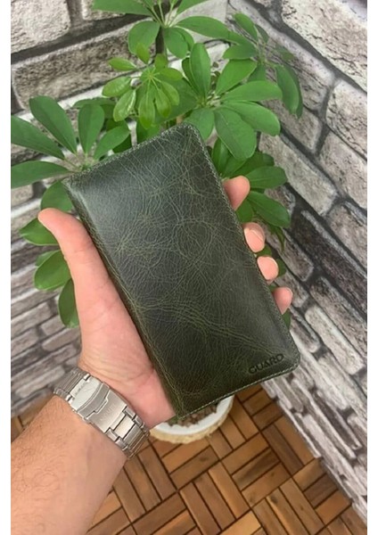 Hakiki Deri Antik Yeşil Telefon Girişli Erkek Portföy Cüzdan (T1506)