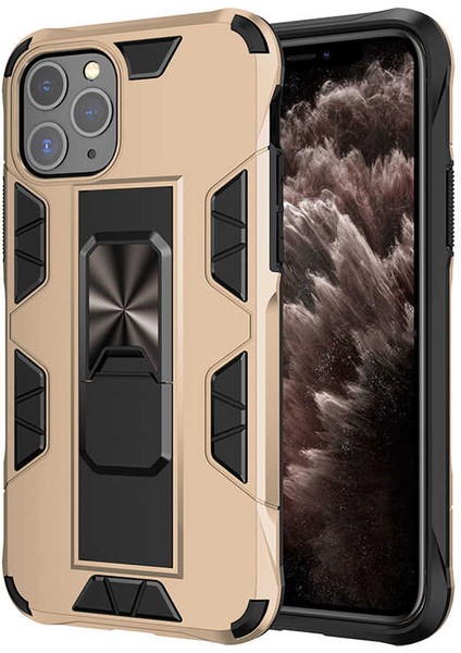 Apple iPhone 11 Pro Max Kılıf Zırhlı Tank Korumalı Standlı Sert Silikon Volve Kapak