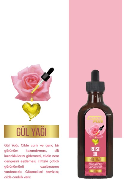 Gül Cilde Canlılık Veren Kızarıkların Giderilmesine Yardımcı Yüz Ve Vücut Yağ 100 ml