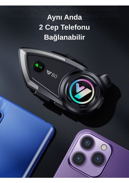 Y80 Intercom Bluetooth Motosiklet Kask Kulaklığı Uyumlu Intercom Kulaklık