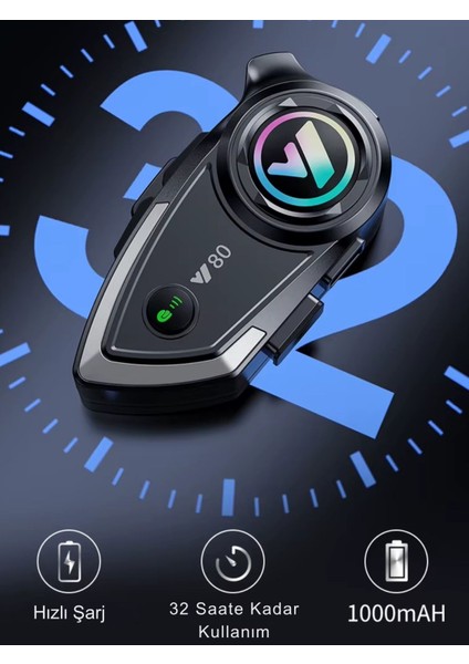 Y80 Intercom Bluetooth Motosiklet Kask Kulaklığı Uyumlu Intercom Kulaklık