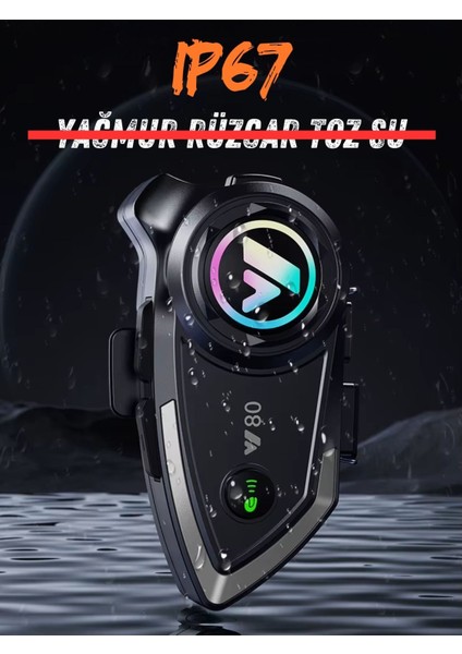 Y80 Intercom Bluetooth Motosiklet Kask Kulaklığı Uyumlu Intercom Kulaklık