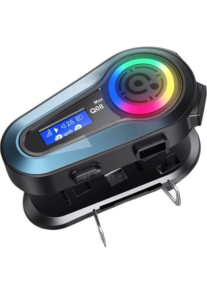 Q08 Max Rgb Işık Efektli Intercom Bluetooth Motosiklet Kask Kulaklığı Intercom Kulaklık